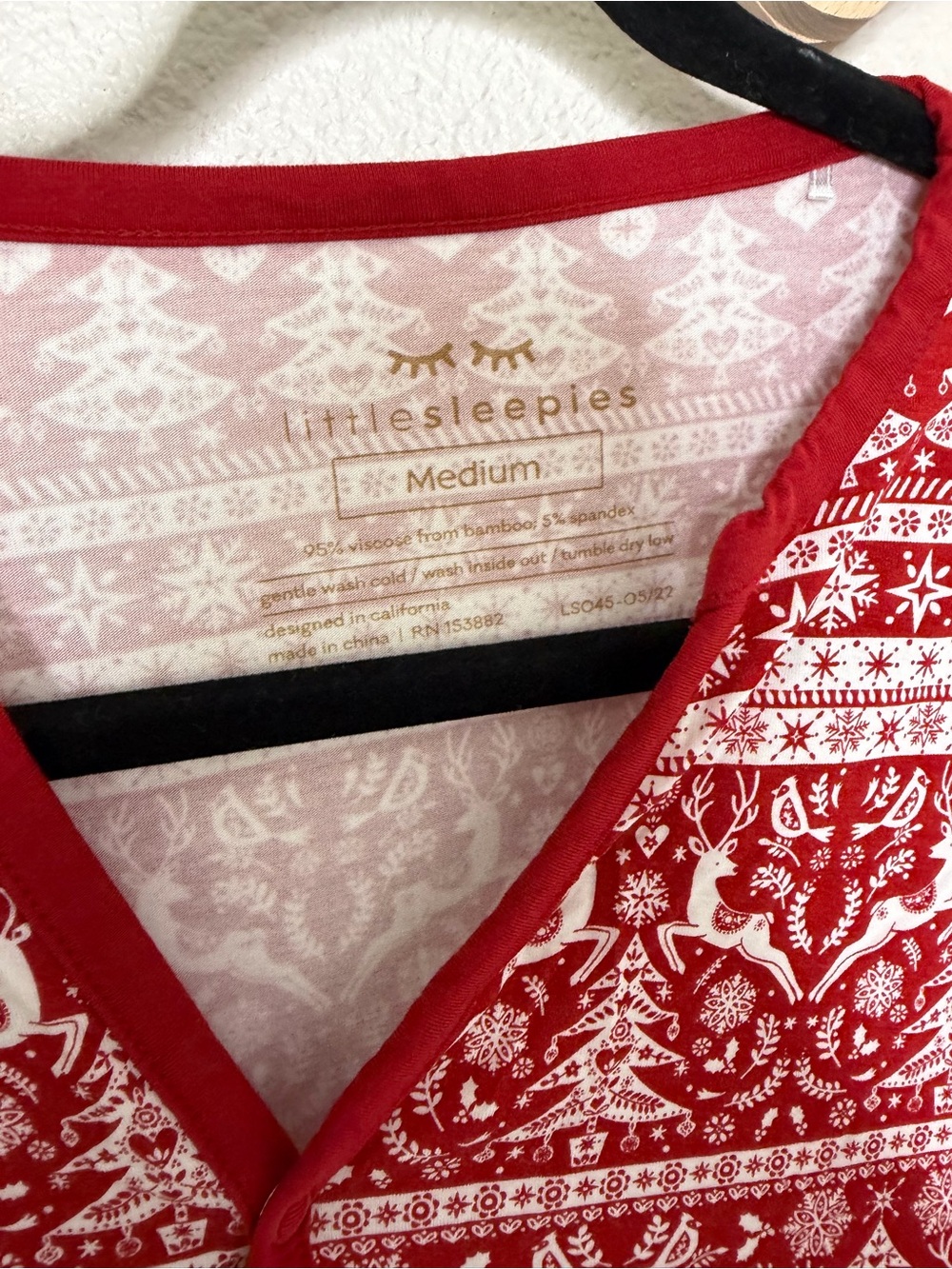 Little Sleepies Pajama Set Reindeer Collection Sz M - Picture 3 of 7